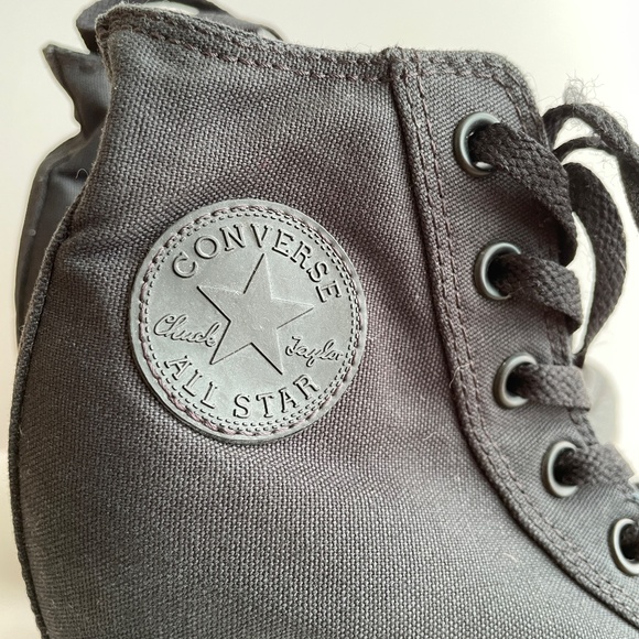 Converse All Star Chuck Taylor Womens US 6 Black Hidden Heel Wedge Crayon Bottom - Picture 6 of 9